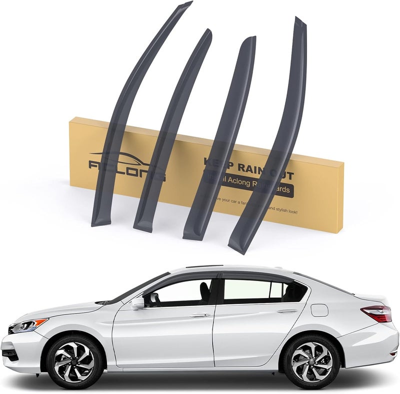 ACLONG Smoke Rain Guards Fit for Honda Accord 2013-2017 Tape-On Side Shatterproof Window Visor, Window Deflectors, 4-Piece Set - Image 1
